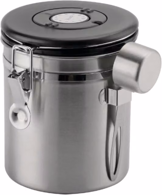 Café Olé Silver Stainless Steel Airtight and Leakproof Coffee Canister, 500g