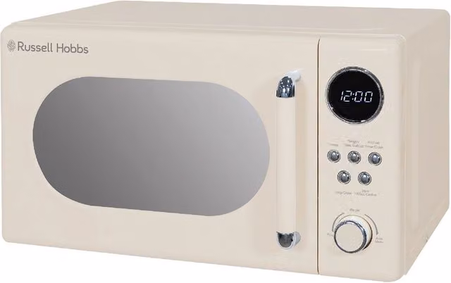 Russell Hobbs Retro Digital Solo Microwave 20L 800W in Beige