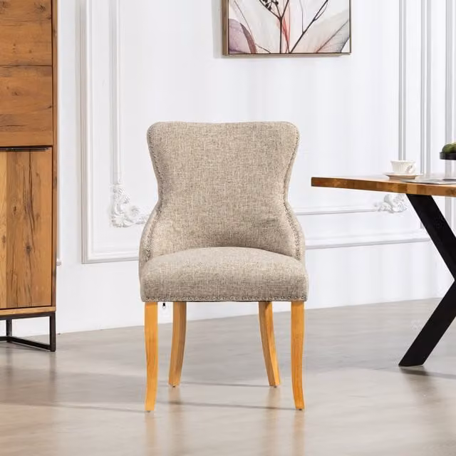 Artemis Home Olivola Fabric Dining Chairs, Set of 2, Beige and Brown