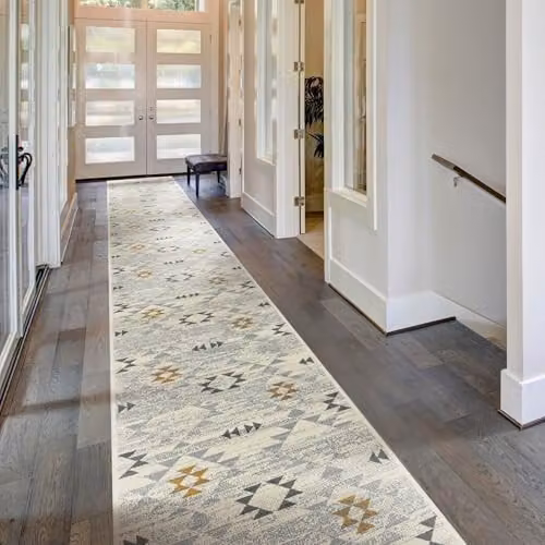 runrug Andes Beige Hallway Runner Rug, Stain-Resistant and UV-Resistant Polypropylene Carpet, W: 60 cm, L: 420 cm