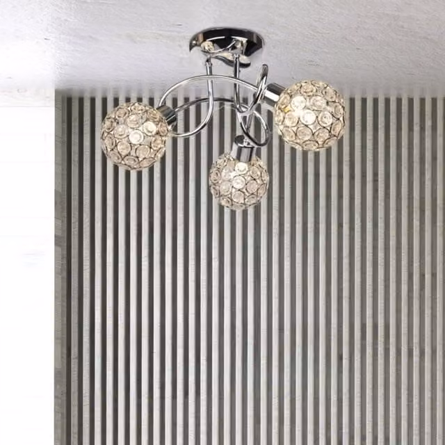 First Choice Lighting Reno 3lt Flush Ceiling Light in Polished Chrome and Transparent Glass