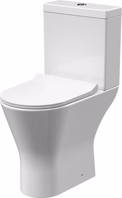 Balterley White Comfort Height Rimless Toilet Pan, Cistern and Soft Close Seat, W/D/H: 38.0 x 84.5 x 60.5 cm