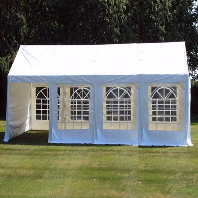 Crocodile Trading Ltd Original Heavy Duty White Marquee P.E. with Gable and Window, W: 8 m, D: 4 m