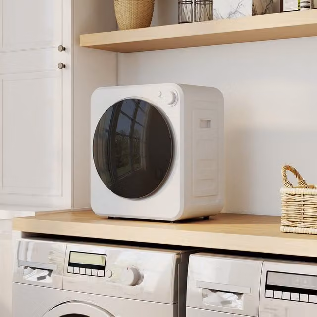 HOMCOM White 4kg Front Load Countertop Laundry Dryer with 2 Power Modes (H 57 cm x W 48 cm x D 48 cm)