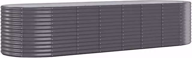 Berkfield Home Garden Powder-coated Steel Raised Bed in Anthracite, W/D/H: 322 x 100 x 68 cm