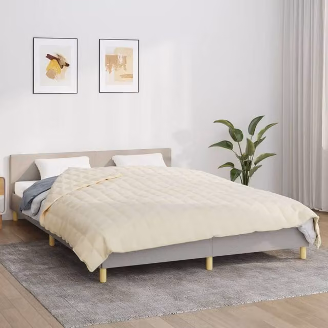 Berkfield Home Weighted Blanket in Beige, W/D/H: 220 x 230 cm, 11 kg