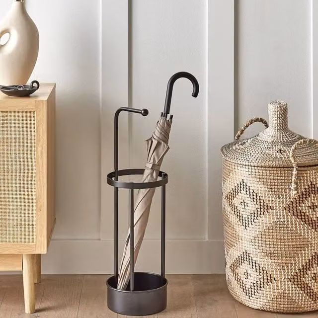 Wyld and Coco Black Metal Umbrella Stand, H: 66.0 cm, W: 21.0 cm, D: 21.0 cm
