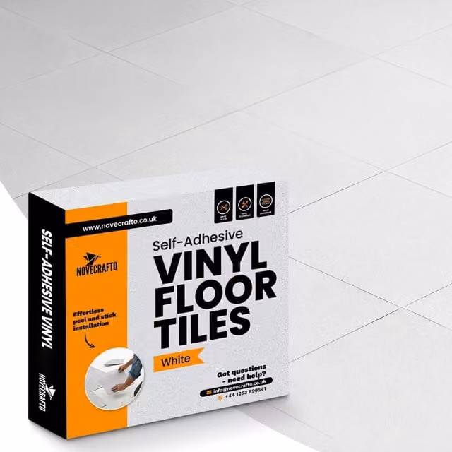 Novecrafto White Checkerboard Self Adhesive Vinyl Floor Tiles, 30 Pack, W/D/H: 30.5 x 30.5 x 0 cm