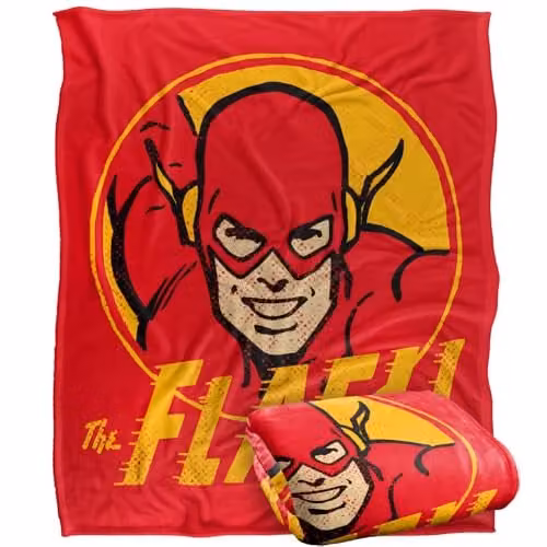 LOGOVISION DC Flash Circle Silky Touch Super Soft Fleece Throw Blanket, Multicolour, W: 152.4 cm x L: 152.4 cm