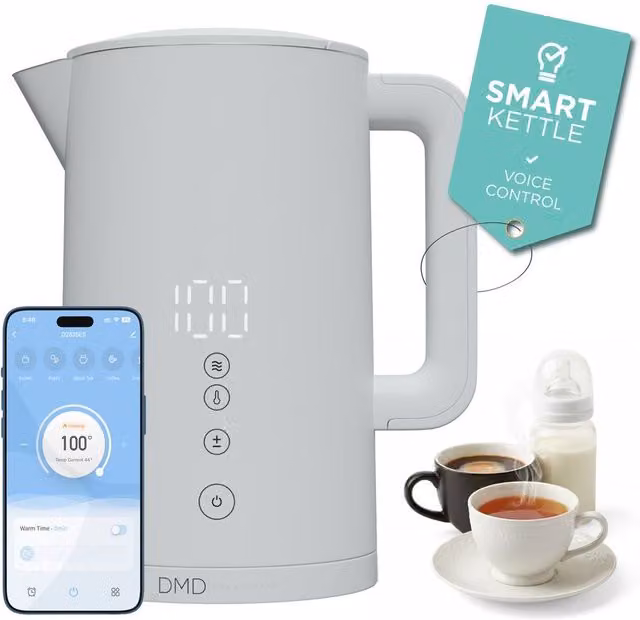 DMD Collective 1.5L Smart Kettle with Wi-Fi, Touchscreen, App and Voice Control, 2200W, White