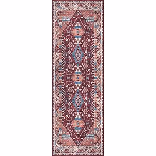 THE RUGS Atlas Collection Vintage Red Washable Polyamide Non-Slip Rug, W/D: 180 x 60 cm