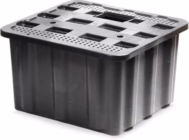Primrose Heavy Duty Black Plastic Rectangular Water Feature Reservoir Container, 110L