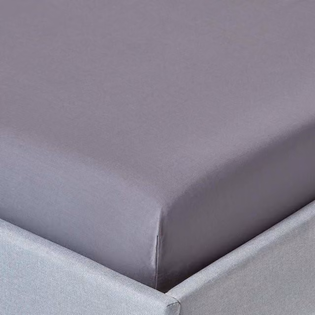 Homescapes 200 Thread Count Egyptian Cotton Percale Fitted Sheet, Grey, W: 140 cm, L: 200 cm
