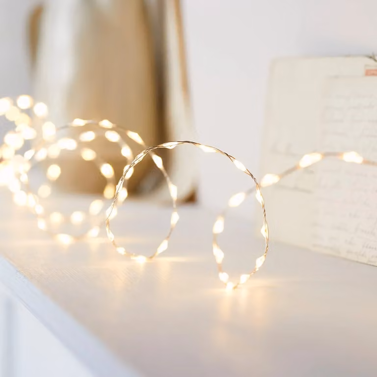 Lights4fun 378 Warm White LED Bead Micro Fairy String Lights in Silver