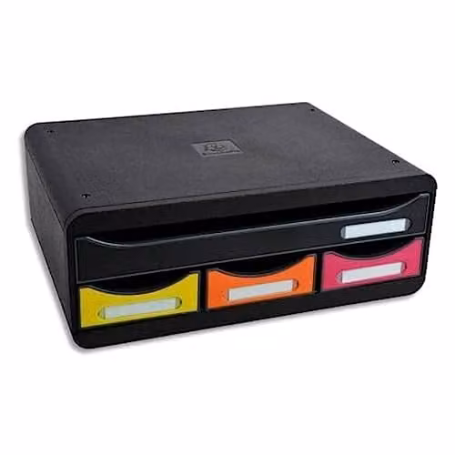 Exacompta Harlequin Toolbox Drawer Set with 4 Drawers for A4 Documents, W/D/H: 27.0 x 35.5 x 13.5 cm