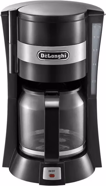 DeLonghi Series Filter Coffee Machine with Glass Jug, Black and Silver, 1.25 l