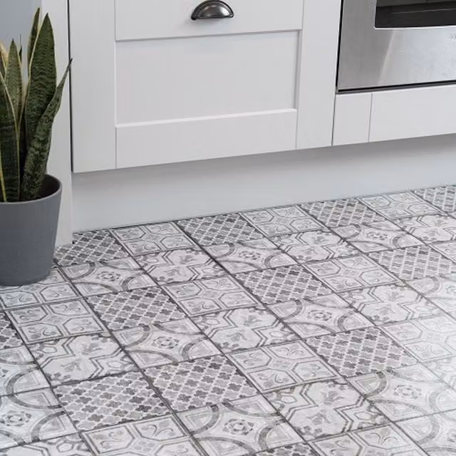 d-c-fix Moroccan Grey Geometric Peel and Stick Self-Adhesive Vinyl Floor Tiles, 10 x 1sqm