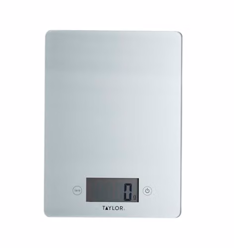 Taylor Pro Digital Glass Kitchen Food Scales with Tare Feature, Silver, 5 kg Capacity