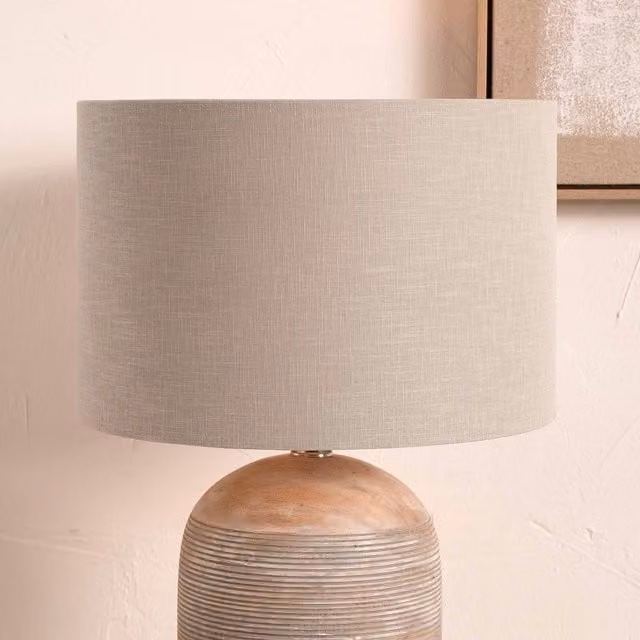 Ruma Soft Grey Self Lined Linen Drum Lamp Shade for Table and Floor Lamps, Diameter: 50.8 cm