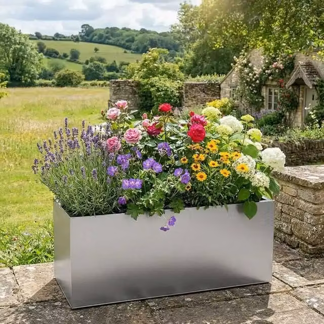 Access Garden Products Silver Galvanised Steel Trough Planter, 70 cm