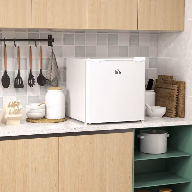 HOMCOM 35L White Tabletop Upright Freezer with Adjustable Temperature and Reversible Door
