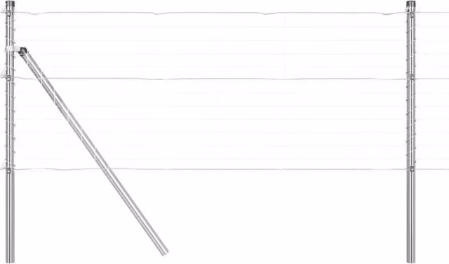 Berkfield Home 26 Piece Round Galvanised Steel Fence Posts in Silver, H: 100 cm, Diameter: 3.2 cm