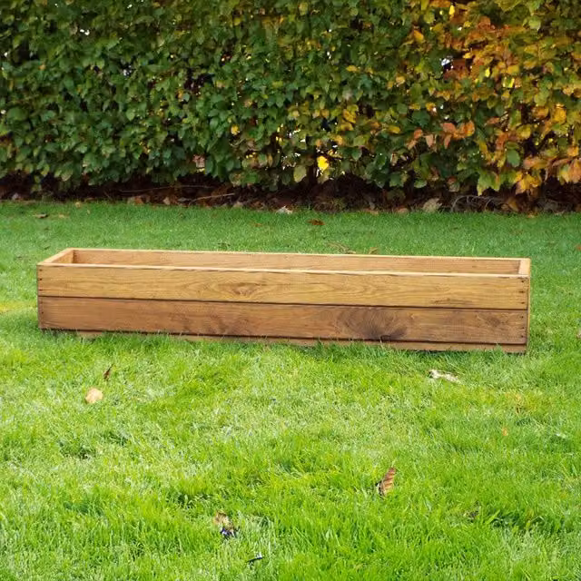 Primrose Brown Redwood Wooden Trough Planter, 102 cm