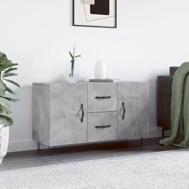 Berkfield Home Modern Sideboard in Concrete Grey, W/D/H: 100 x 36 x 60 cm