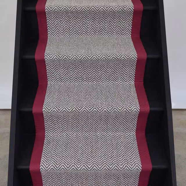 RainbowHome Herringbone Java Stair Runner in Beige with Red Cotton Border, W: 70 cm x L: 700 cm