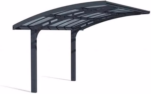 Palram Arizona Breeze Single 5000 Polycarbonate Carport, Grey, W: 289 cm, D: 495 cm, H: 273.5 cm