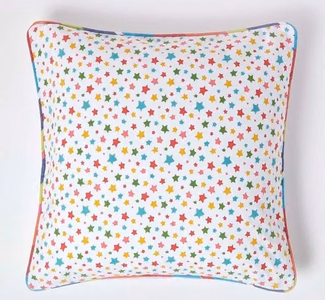Homescapes Multicolour Stars Cotton Rectangular Cushion Cover W/H: 30 x 50 cm