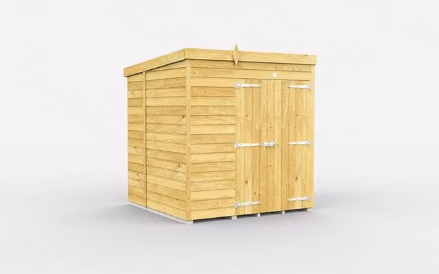 Buttercup Farm Brown Pent Shed with Double Doors and No Windows, W/D/H: 185 x 178 x 201 cm