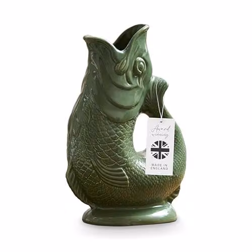 Wade Fish Ceramic Jug in Green and White, 1.2 l