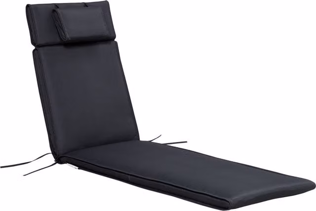 Outsunny Replacement Thick Sun Lounger Cushion with Pillow, Black