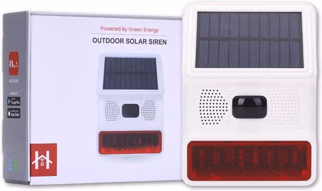 HESTIA White Outdoor Solar Siren with Back-Up Battery
