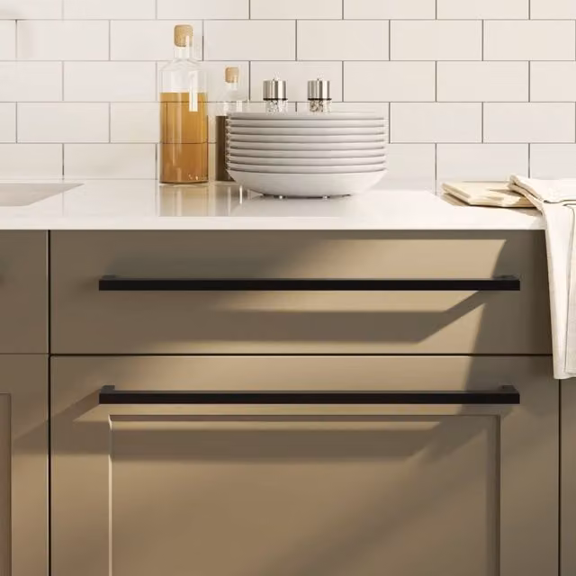 Berkfield Home Matt Black Stainless Steel Bar Cabinet Handles, 10 Pack, Length: 48 cm