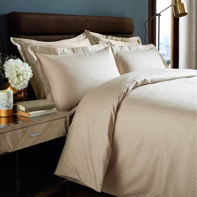Roseley Cotton Checked Duvet Cover and Pillowcase Set, Beige, W: 140 cm, L: 200 cm