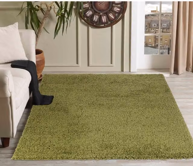 Desire Rugs Plain Green Fluffy Shaggy Area Rug, W: 160 cm, L: 230 cm