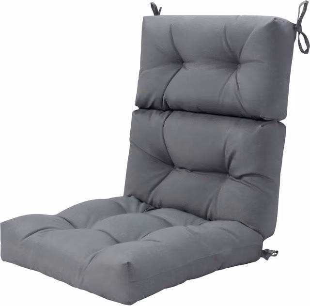 Gymax High Back Chair Cushion with Ties and Belts in Grey