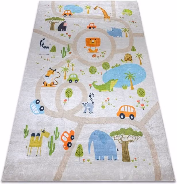 RugsX Bambino Kids Motif Rug in Beige and Multicolour, W: 160 cm, L: 220 cm