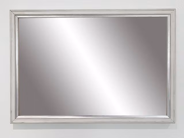 Benjamin Tate Design LTD Modern Rectangular Wall Mirror in White and Silver, Width: 101 cm