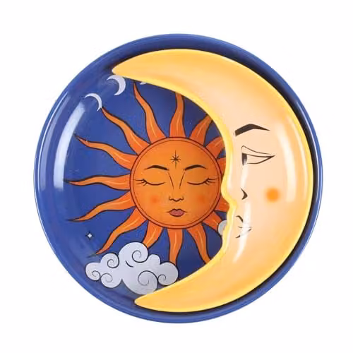 Something Different Wholesale Radiant Sun and Crescent Moon Celestial Ceramic Trinket Dish Set in White
