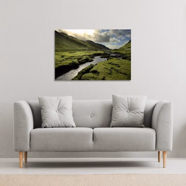 Spring in Scotland Valley Canvas Print by Benjamin Tate Design LTD, Green, W: 114 cm, H: 77 cm