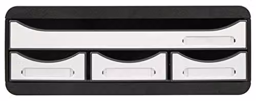 Exacompta Toolbox Mini 4 Drawer Set in Glossy Black for A4 Documents