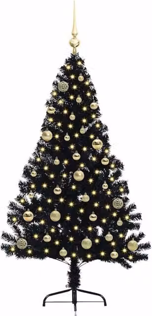 Berkfield Home Beautiful Pre-lit Artificial Christmas Tree in Black, Height: 150 cm