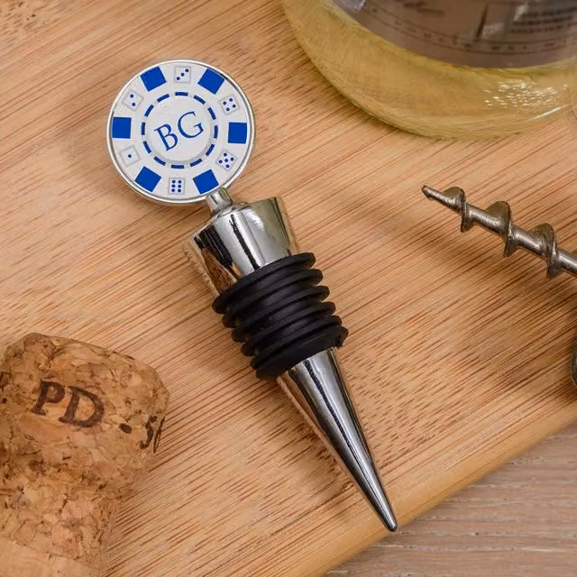 Uniqueful Personalised Poker Chip Bottle Stopper in Silver