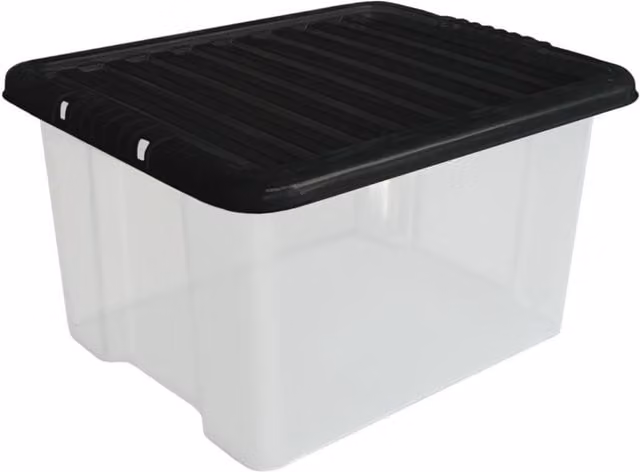 MantraRaj Plastic Storage Box with Lid, Transparent and White, 14 l