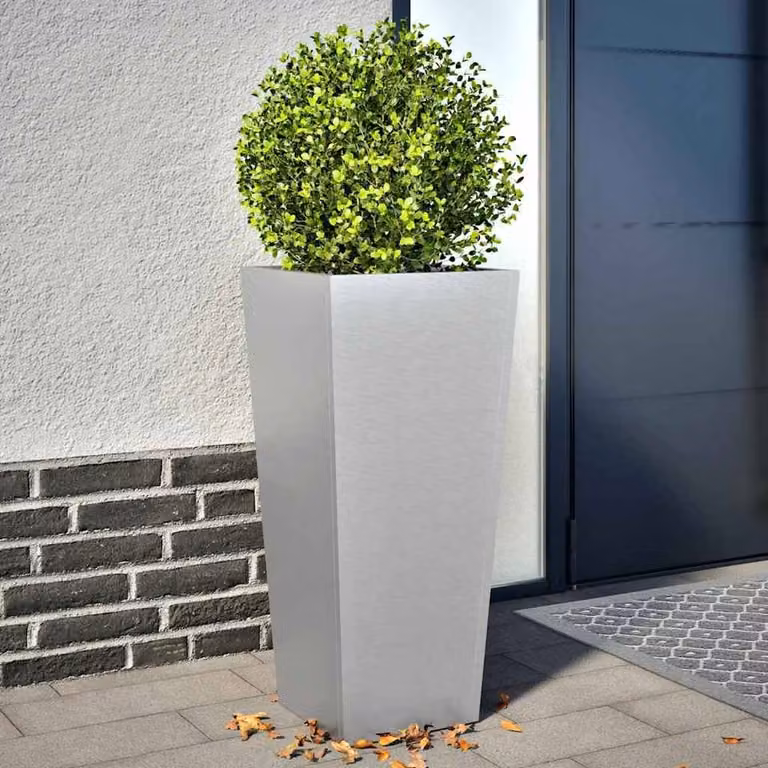 Berkfield Home Garden Galvanised Steel Planter Tubs, Grey, 2 Pack, W/D/H: 35 x 35 x 75 cm