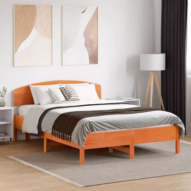 Berkfield Home Solid Wood Pine Headboard in Wax Brown, Width: 135 cm