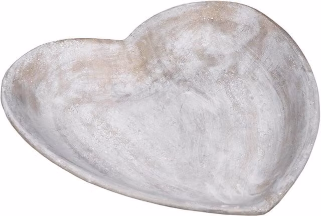 Hill Interiors Antique Look Stone Heart Dish in Grey